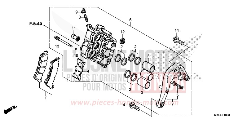 REAR BRAKE CALIPER for Gold Wing CANDY ARDENT RED (R367B) from 2019